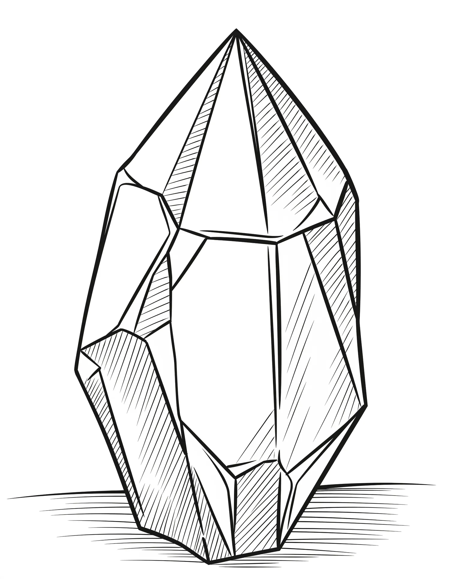 Cristal Géant à Facettes, Coloriage géométrique à imprimer gratuitement